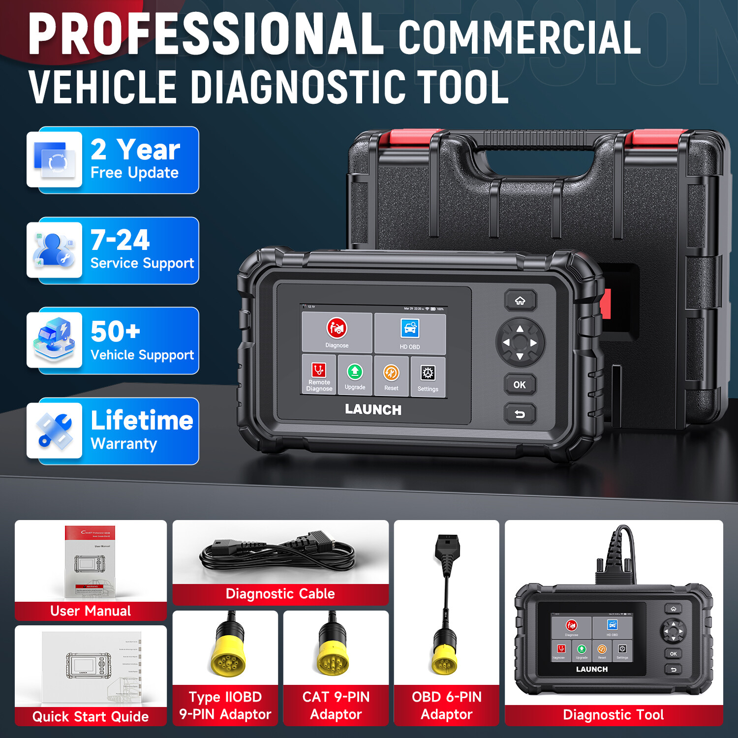 LAUNCH CRP129HD Diesel Heavy Duty Truck Diagnostic Scanner DPF Injector Coding