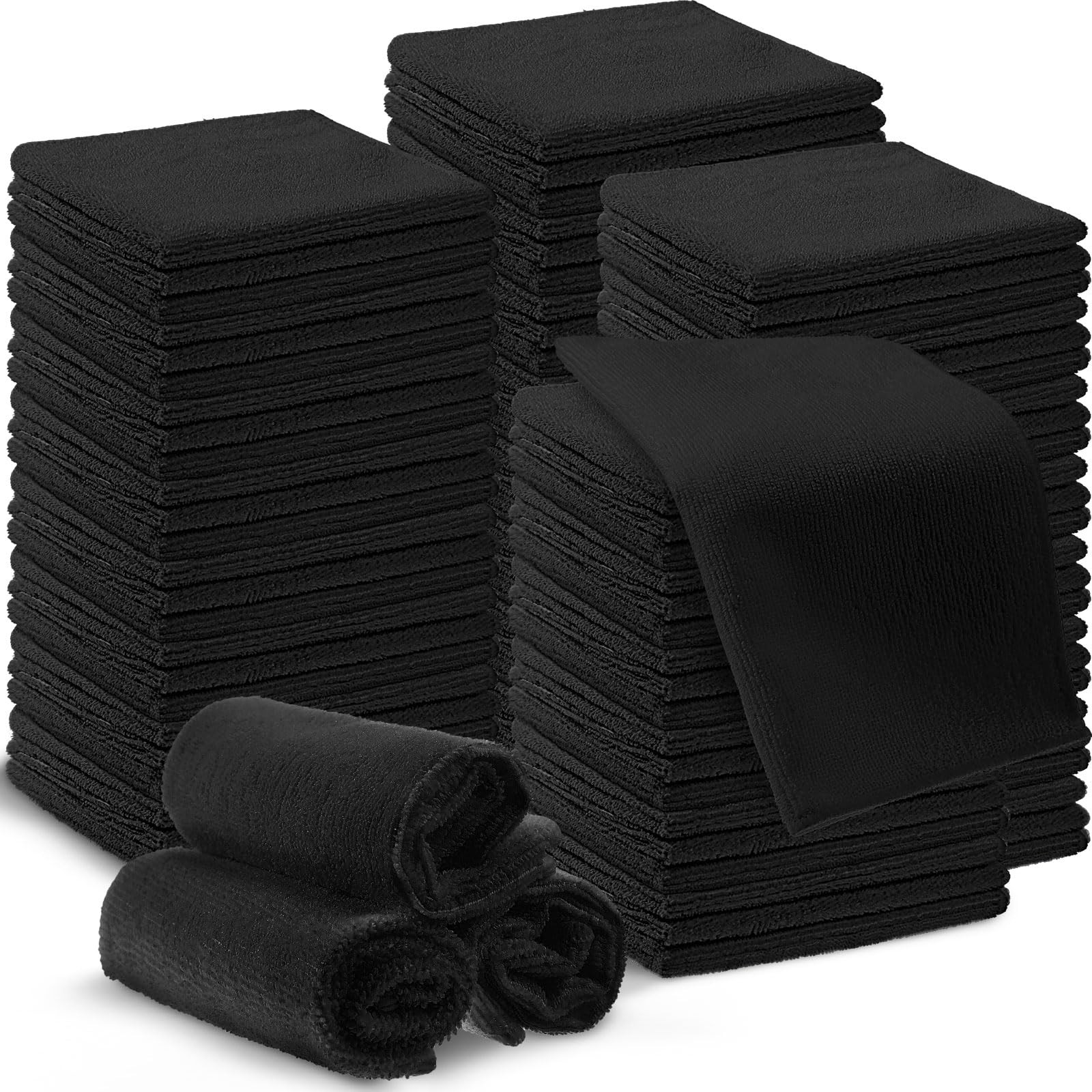 Macarrie 200 Microfiber Cleaning Cloths 12x12 Black