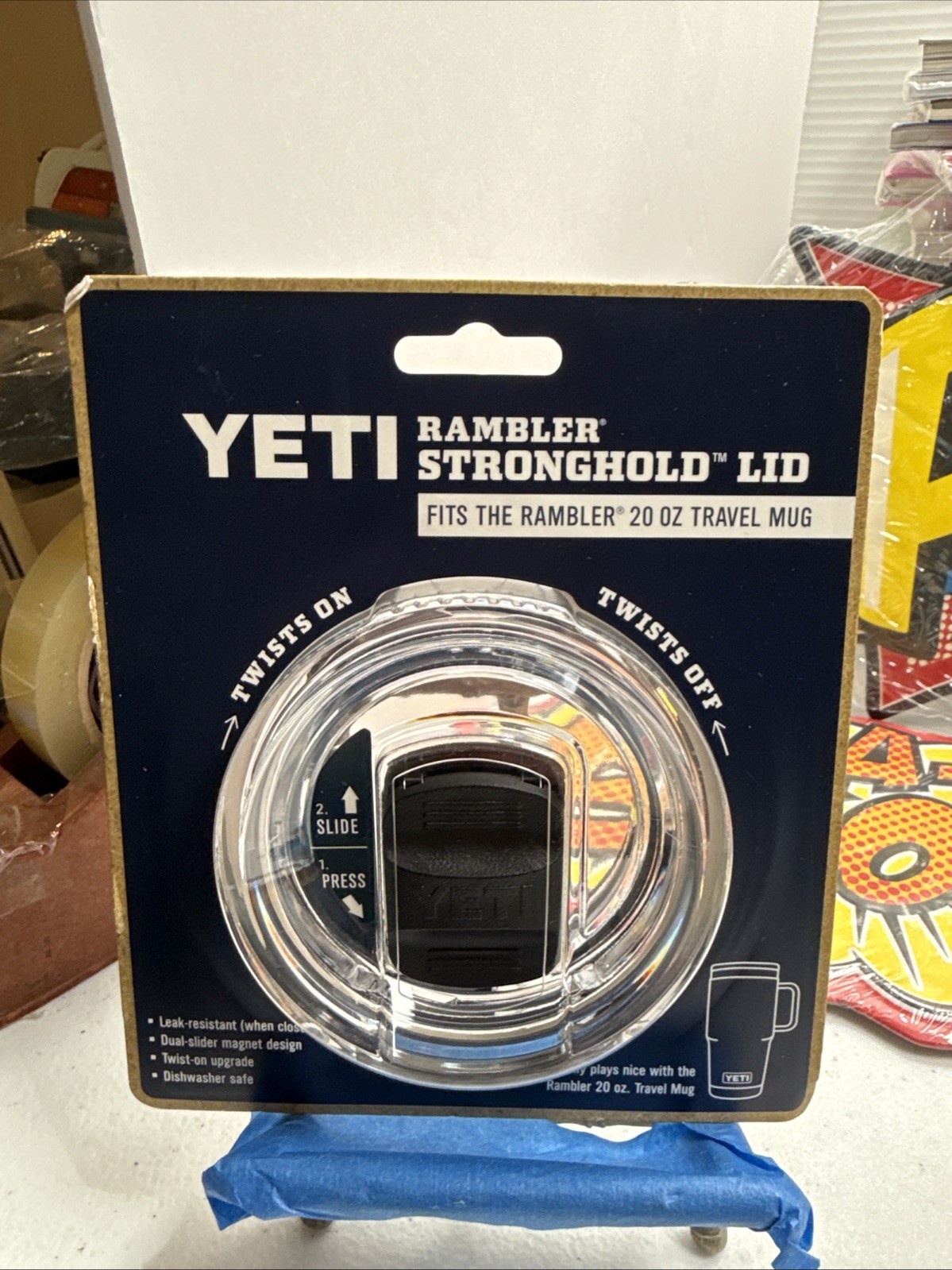 Yeti Rambler Stronghold Black/Clear Lid (Only Fits Rambler 20 oz Travel Mug) NEW