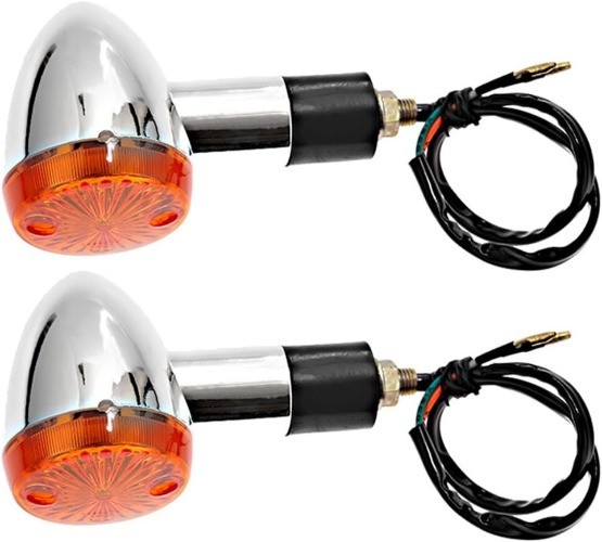 Turn Signal Indicator Amber Lights Amber Chrome Bullet Front Rear (2 Packs)