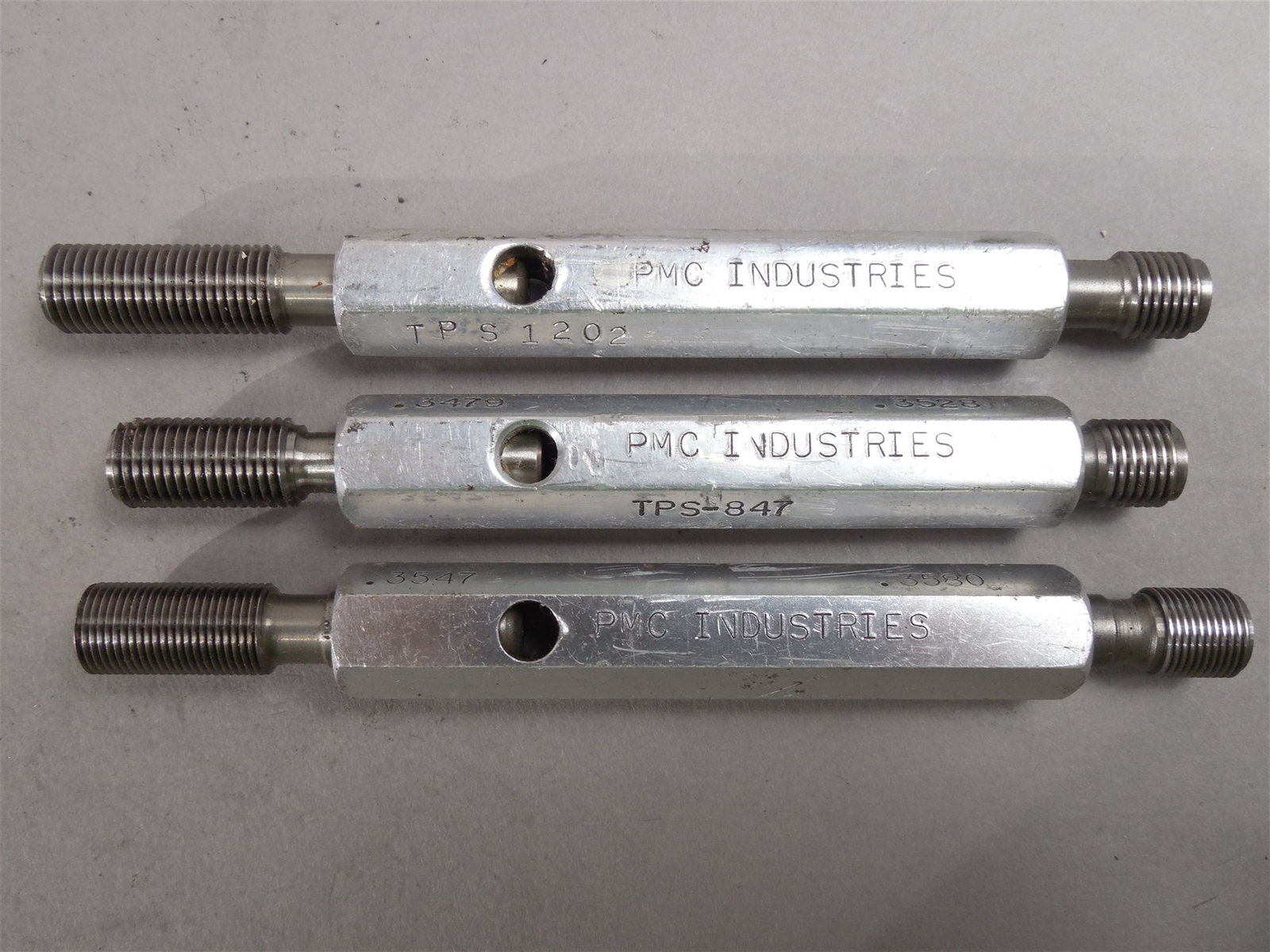 Lot of 3 PMC Inspect Gages: TPS-176 .375-32, TPS-847 .375-24, TPS-1202 .375-24