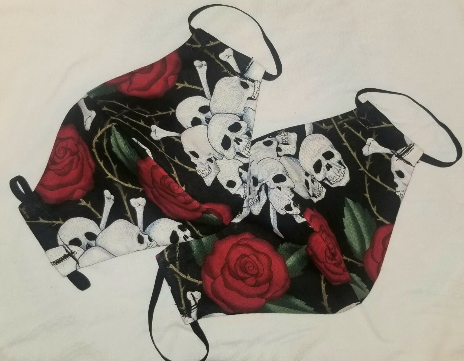 2 Pack Red Roses and Skull Handmade Face Masks