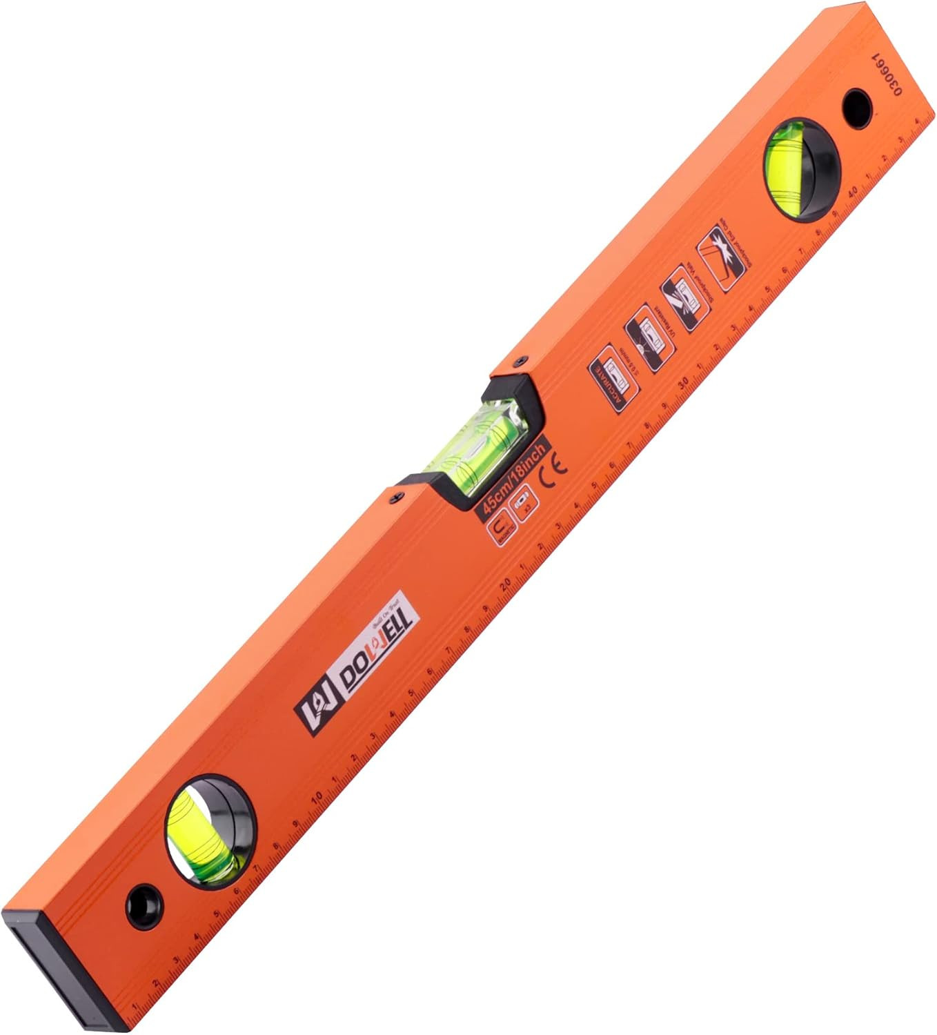 DOWELL 18 Inch Magnetic Spirit Level, Torpedo Level, Leveler Tool | 18-Inch