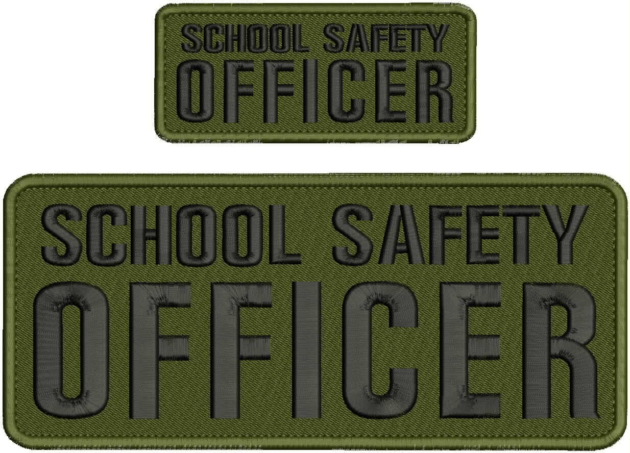 Collectible 2 Embroidery Patch ''School S O '' 4x10 and 2x5 Black On Od Green