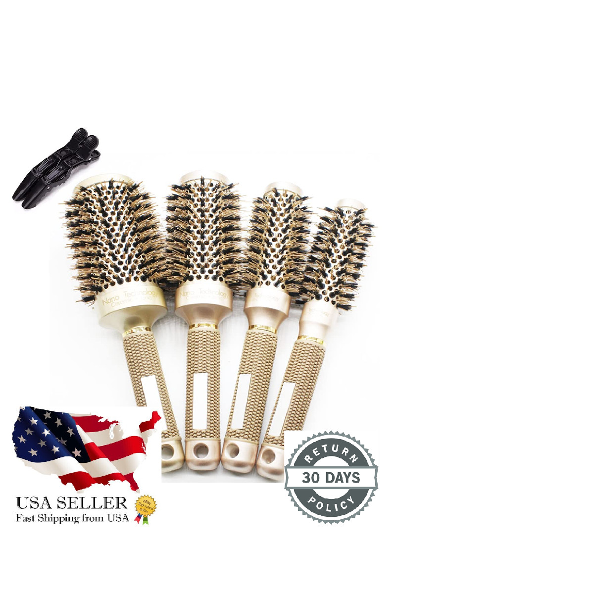 Beihcain Gold Hair Brush Set - Durable Thermal Aluminum Tube Professional