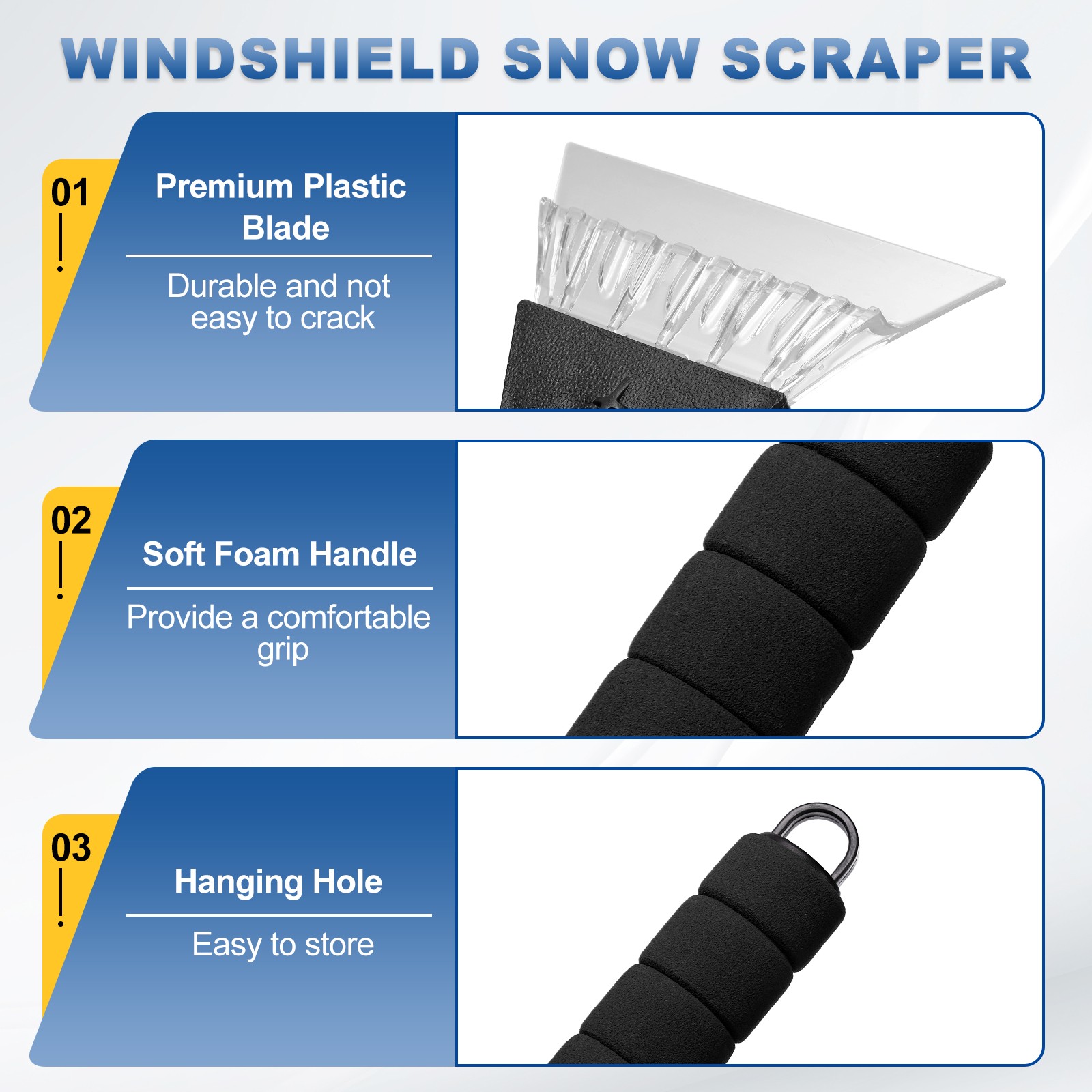 For 10" x 5" Car Windshield Ice Scraper, Black