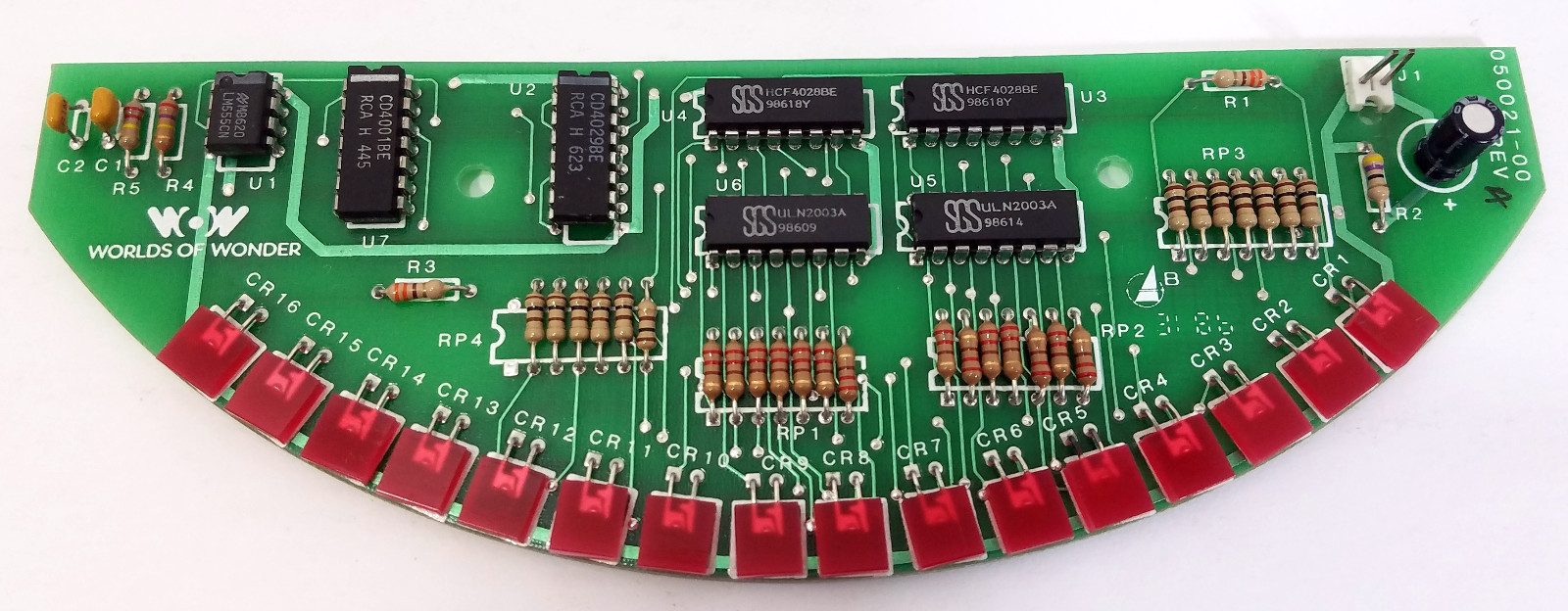 Vintage Cylon Eye LED Lights Circuit Board 050021-00 REV WOW Worlds of Wonder