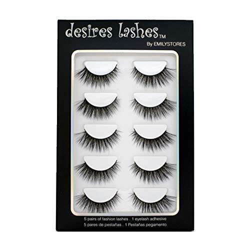 Natural Eyelashes 3D Faux-Mink Lashes Multipack 5Pairs, Natural 01Natural