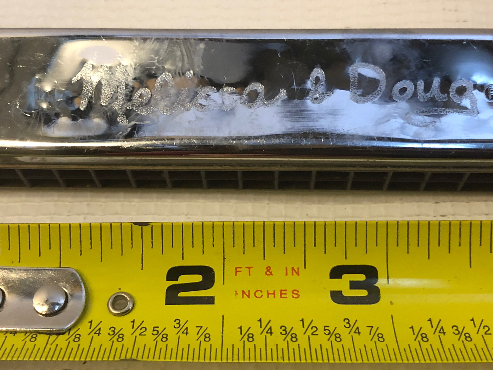 HARMONICA Instrument Music Make Chrome Plastic Brass Stainless MELISSA & DOUG 5”