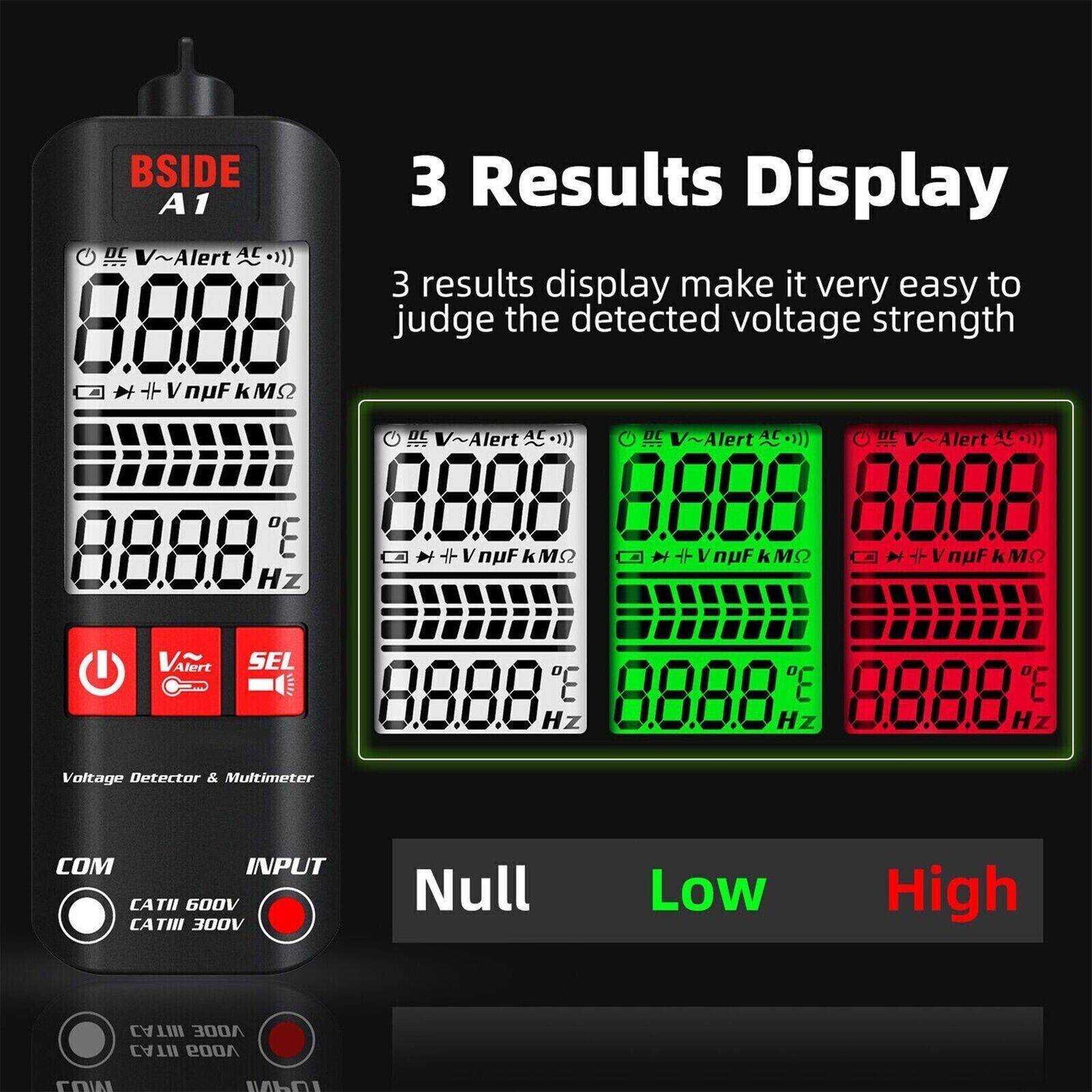 A1 Fully Automatic Digital Multimeter Backlight Voltage Tester Voltmeter DC AC