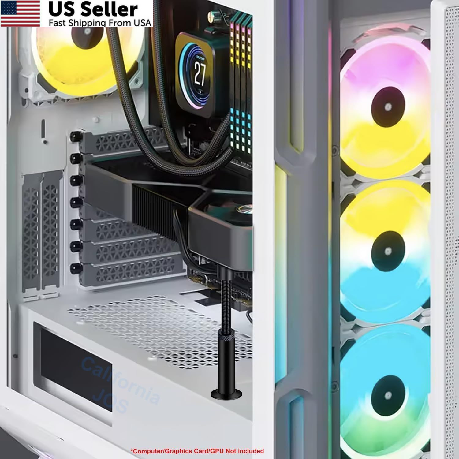Graphics Card GPU Brace Support, Video Sag Holder Black-L, Black