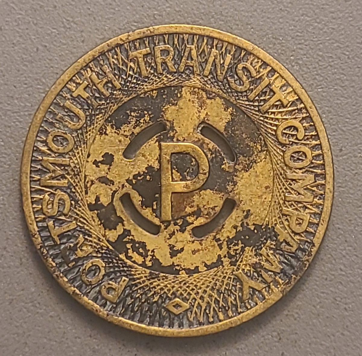 Vintage Portsmouth Transit Company Virginia Metal Token - One Fare - Cutouts