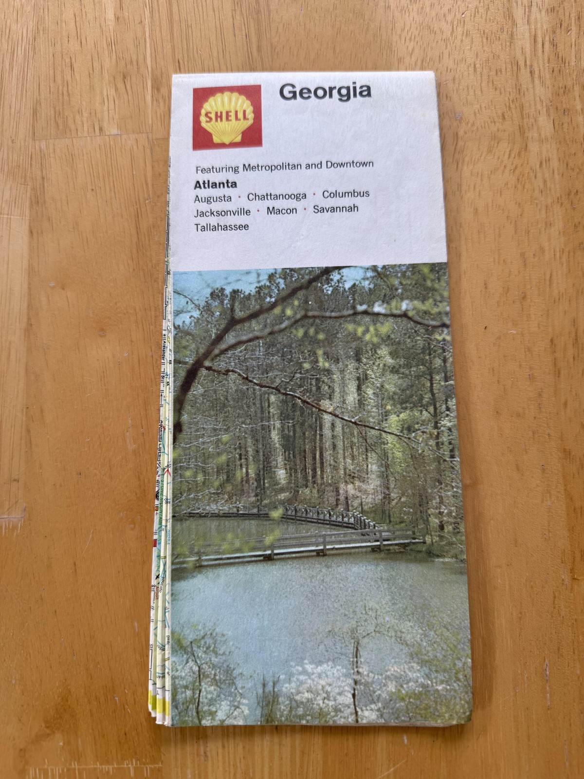 Vintage Shell Georgia Road Map Atlanta Savannah Columbus Folded Brochure USA