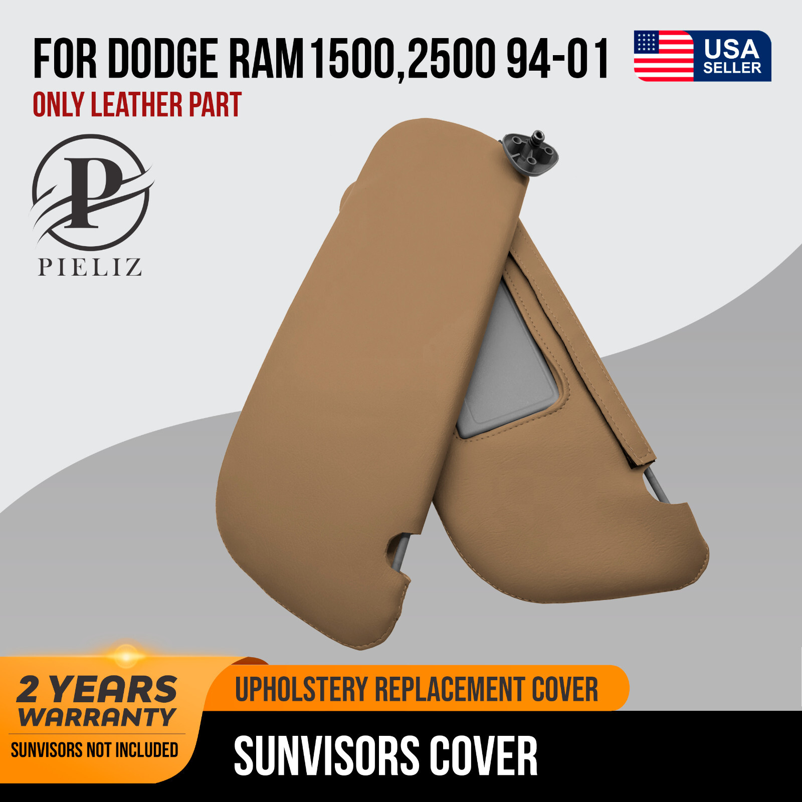 Sunvisors Cover Skin PVC Leather for Dodge Ram 1500, 2500 1994-2001 Beige