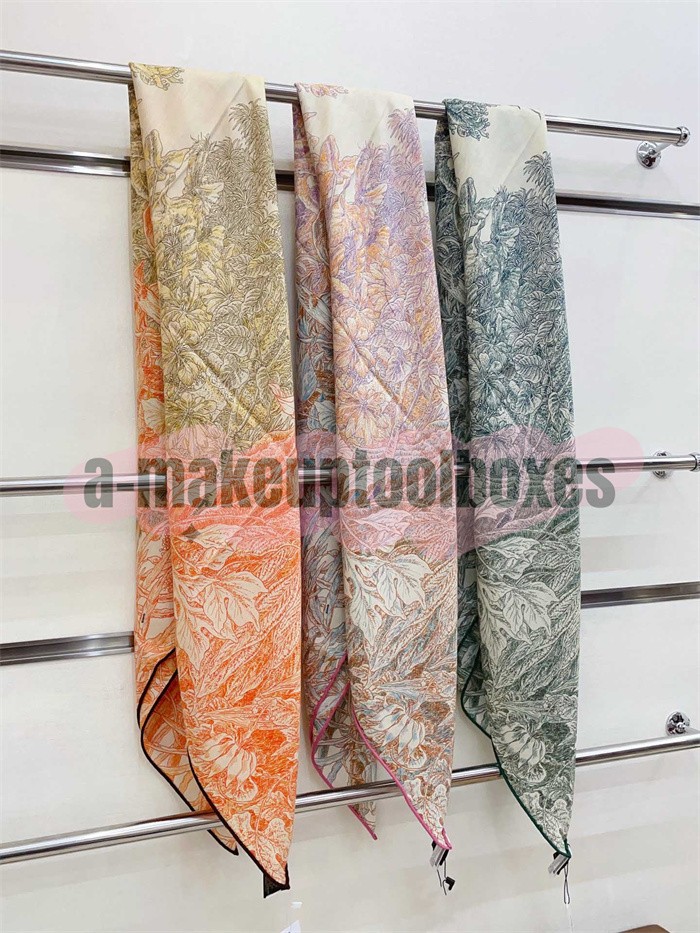 Cashmere Silk Plants Botanical Garden Print Double Face Square Wrap Scarf S33