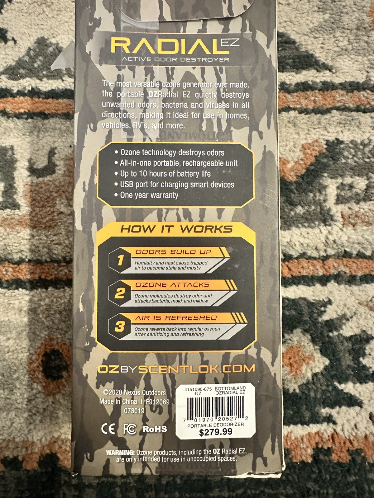 Radial Active Oder Destroyer Bottomland / Portable Deodorizer/ $279.99 MSRP