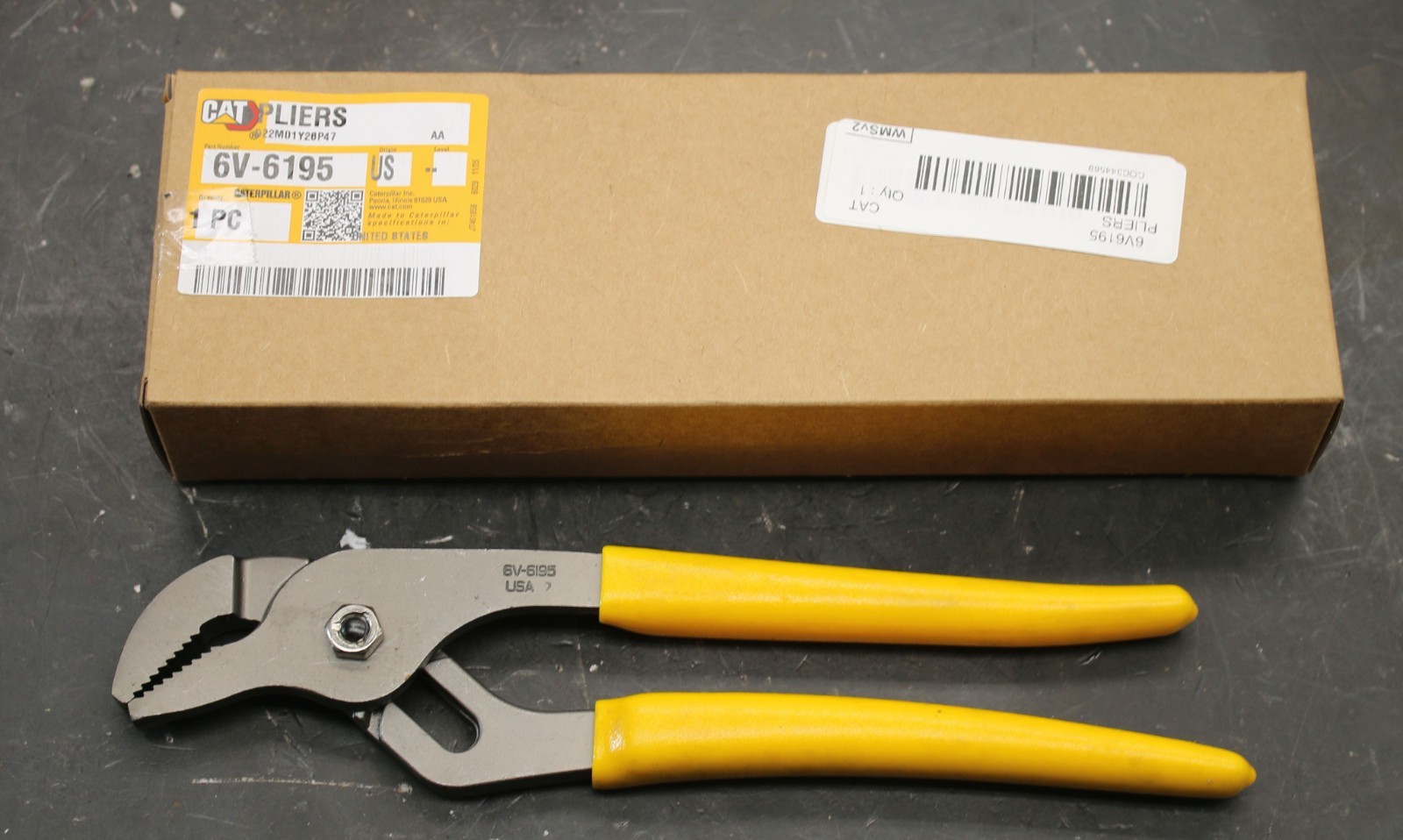Caterpillar Cat Tools USA By Snapon 6V-6195 9” Arc Joint Pliers Yellow NEW