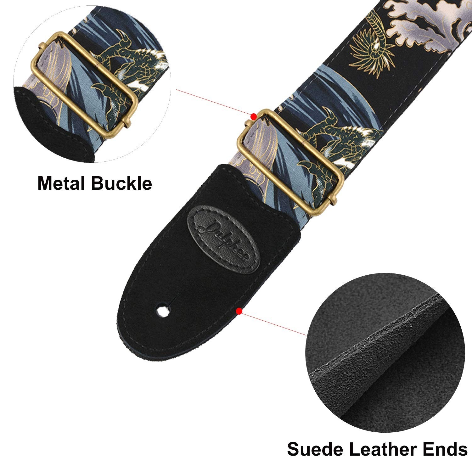 Guitar Strap with 2 Strap Locks & Strap Button, Dragon Guitar Strap Cool Desi...