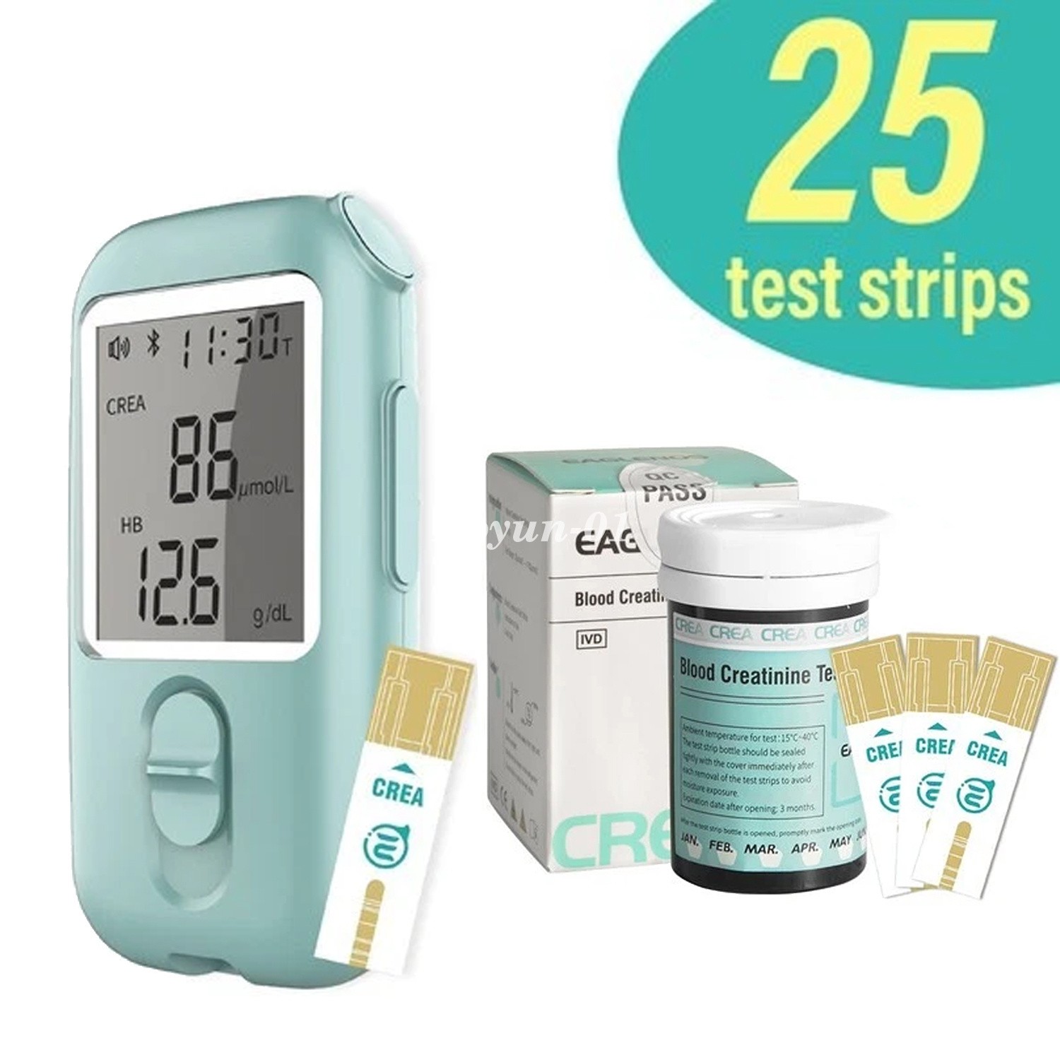 Blood Creatinine Test Meter – Home Kidney Function Checker Kit with 25 Strip