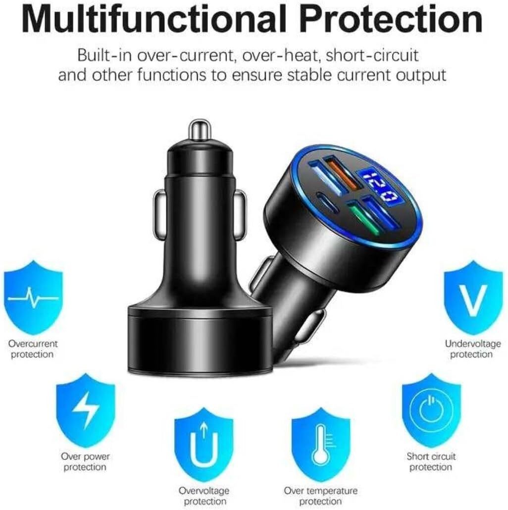 4 USB Port Super Fast Car Charger Adapter for iPhone Samsung Android Cell Phone