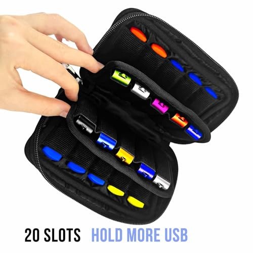 Flash Drive Case Storage Case USB Holder Storage Bag 20 Slots Black-20Slots