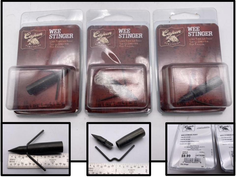 Lot of 3 BOW FISHING Steel Arrow Head Points Barbs Archery Tips Wire Screw Apart