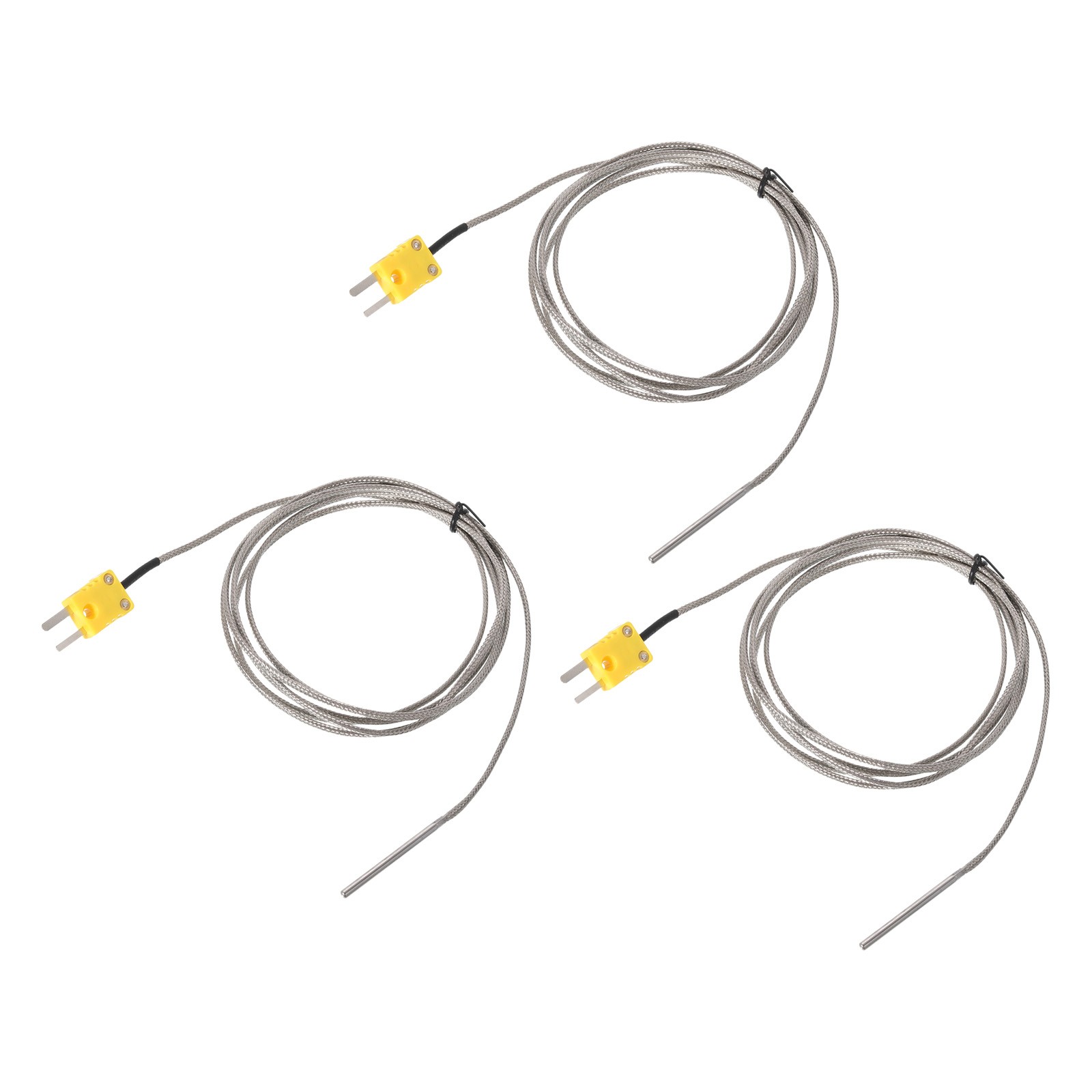 3pcs K Type Thermocouple with Mini Connector Plug Temperature Sensor Probe 6.6ft