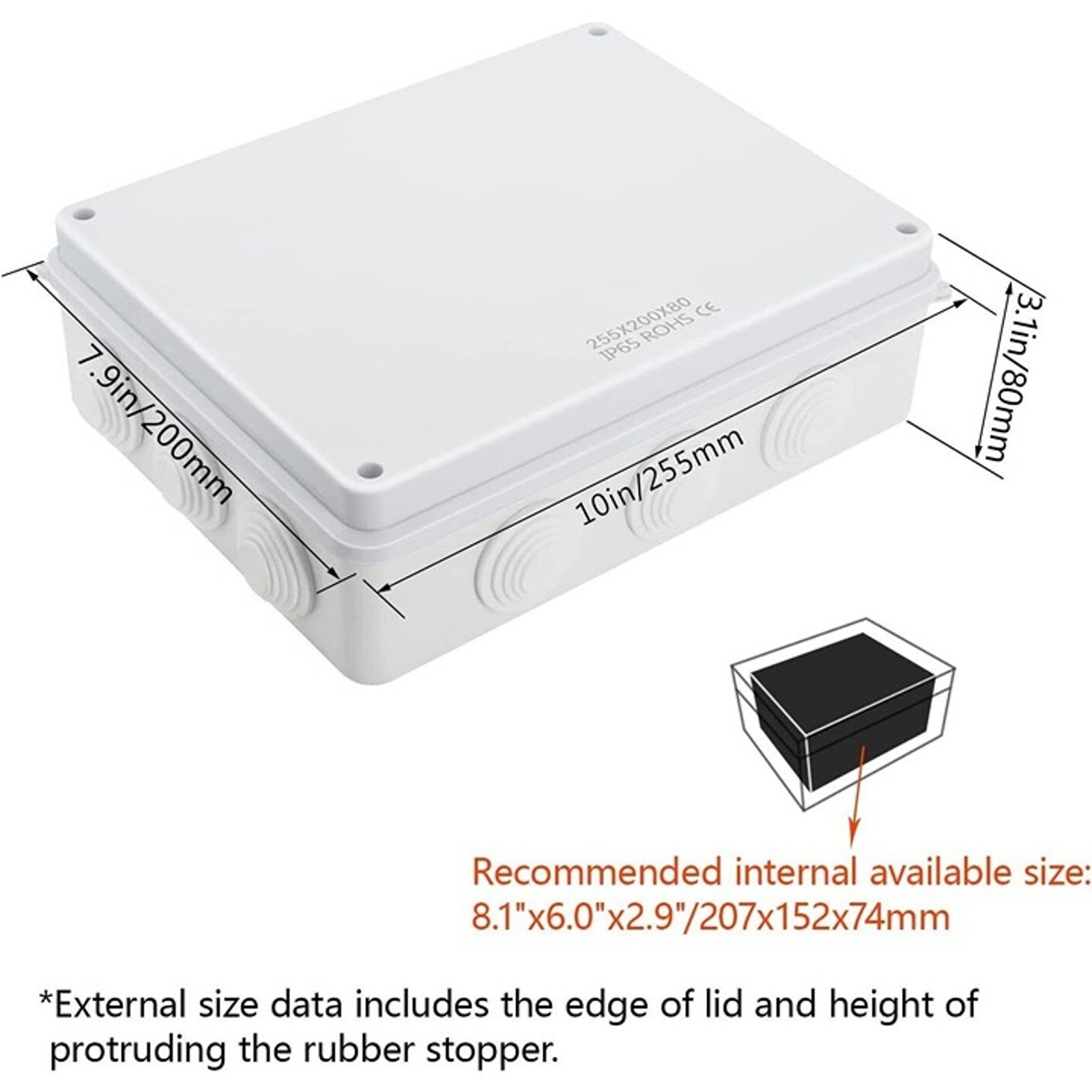 Junction Box, IP65 Waterproof and Dustproof, Universal Electrical Enclosure