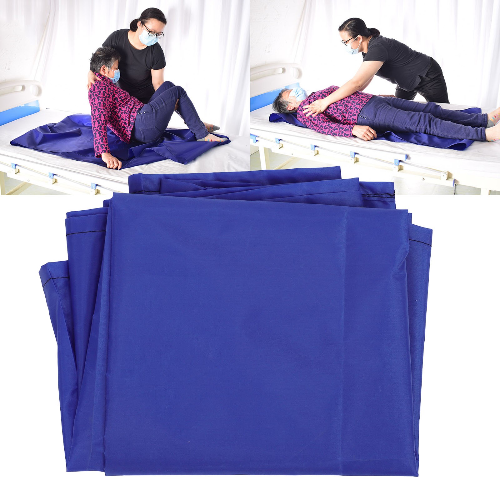 Flat Slide Sheet Bed Transfer Turning Repositioning Assist Blue For Elderly Blue