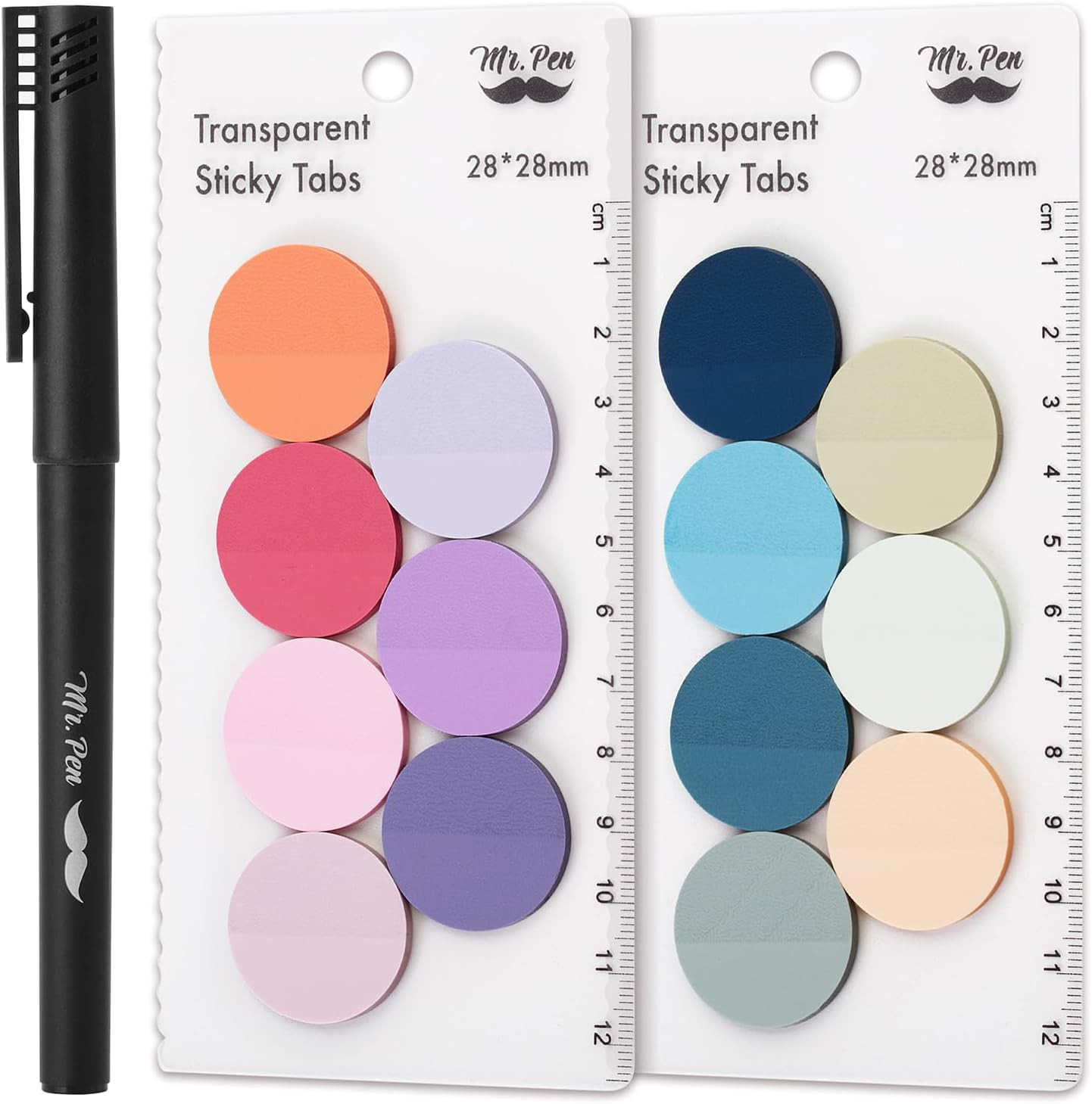 - round Transparent Sticky Notes, 1.1” Diameter, 14 Pads, 560 Sheets, Colorful,