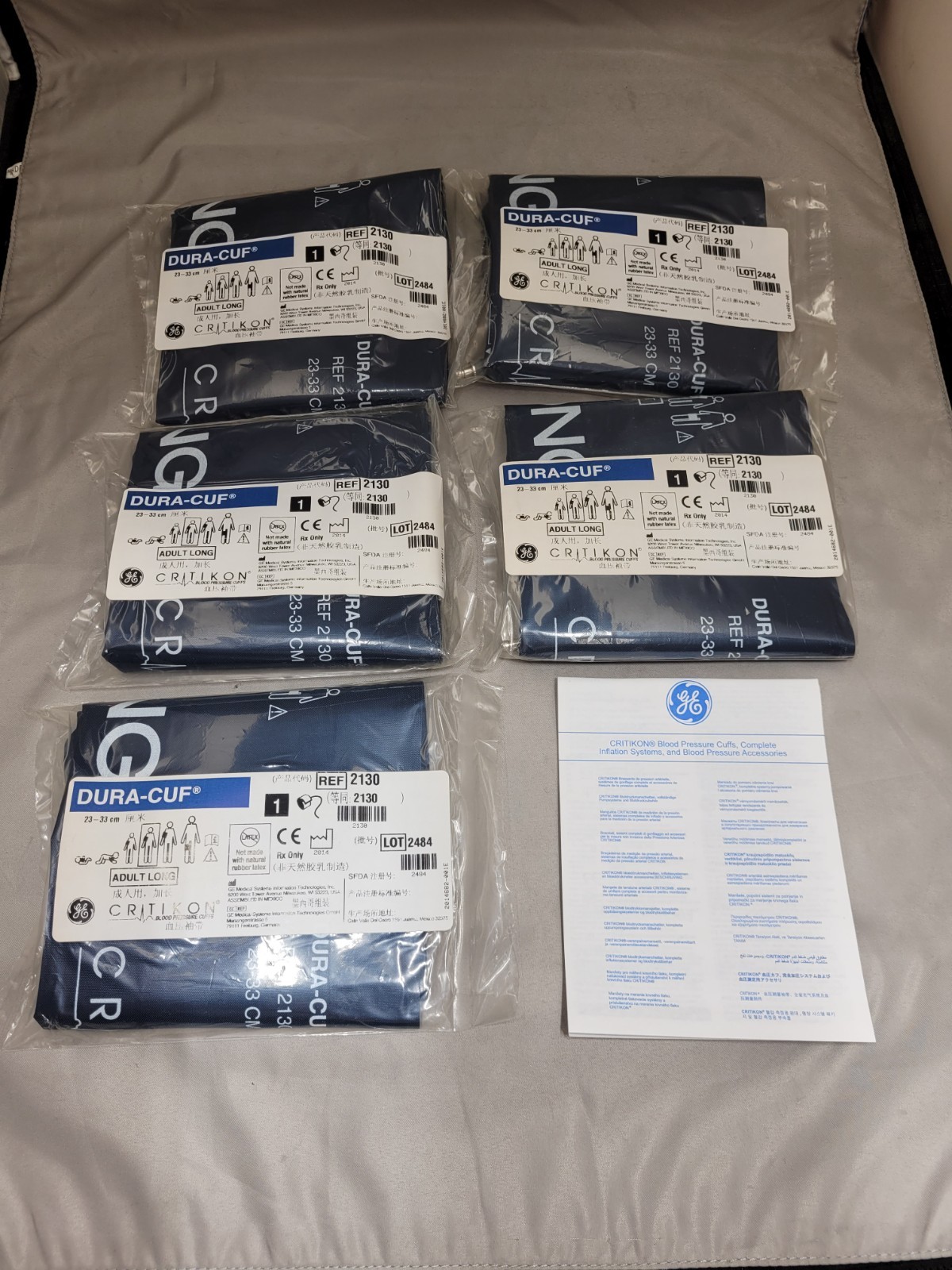 Lot of 5 Critikon 2130 DURA-CUF  Adult Long  23-33cm Blood Pressure Cuff