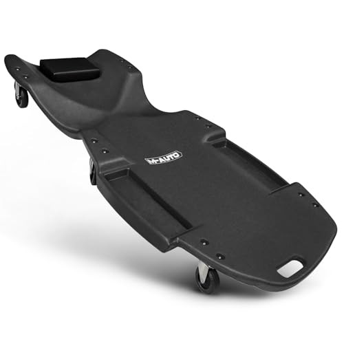 Mechanic Plastic Creeper with Dual Tool Trays, 48" Ergonomic Rolling Black