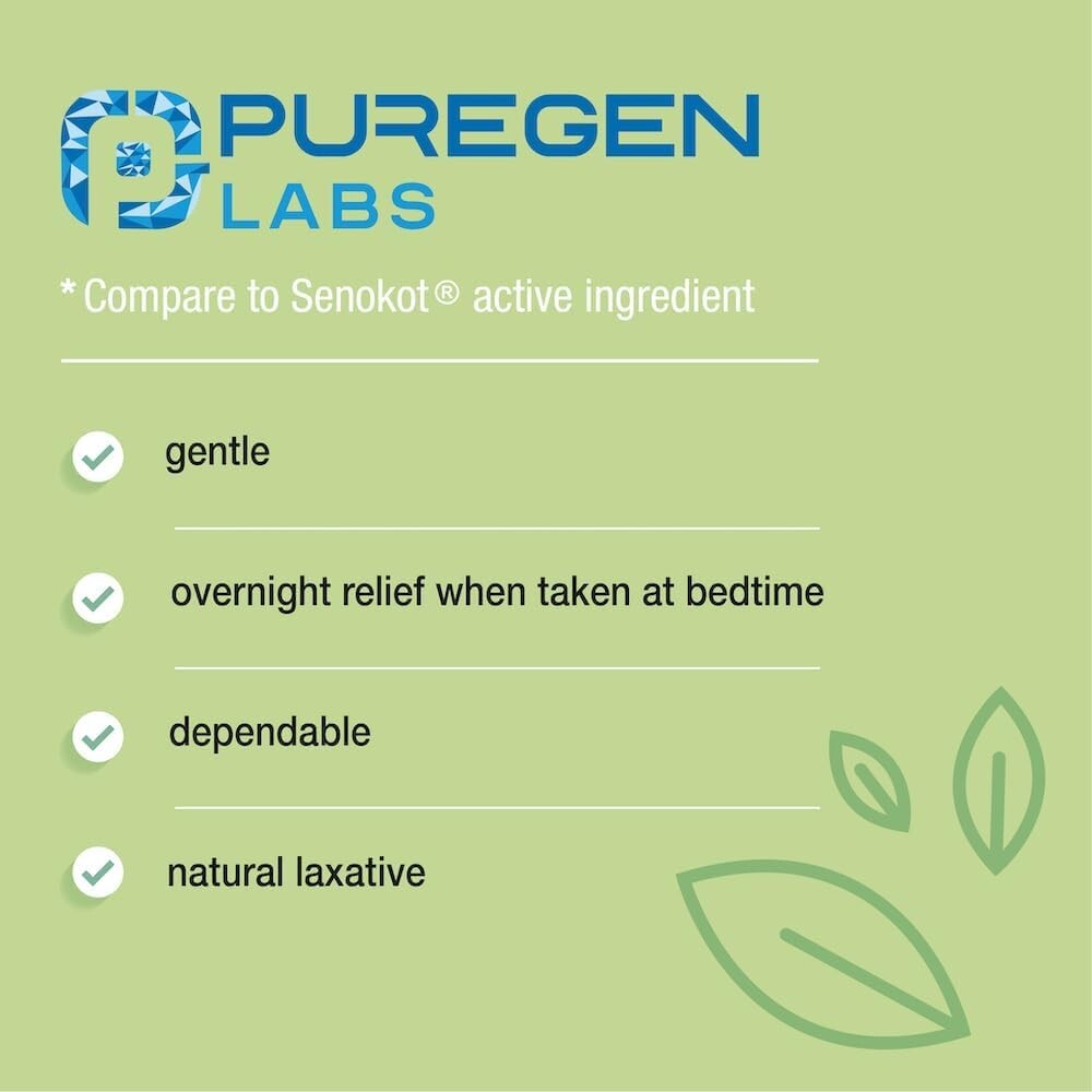 Puregen Senna Natural Vegetable Laxative Tablets Constipation Relief 120 Count