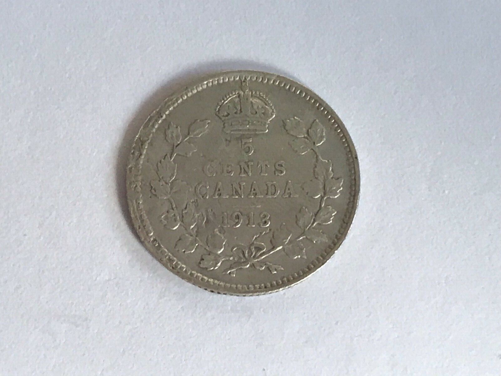 Canada 1913 5 Cents George V Silver 925) 1.167g 15.494 mm KM#22