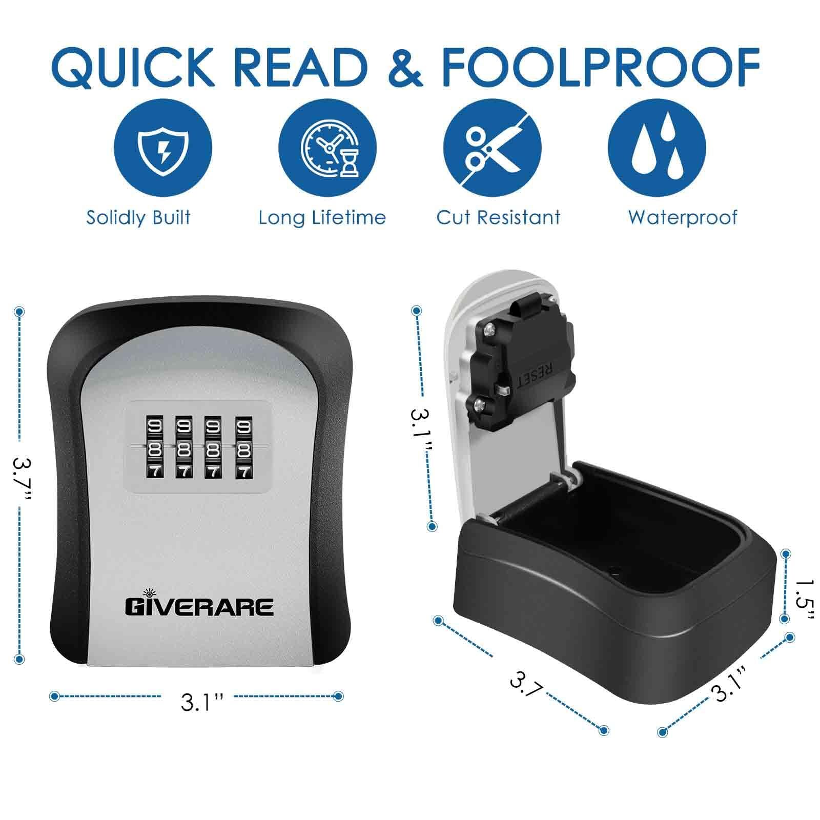 2 Pack Key Lock Box Combination 4-Digit Lockbox Wall Mount Outside Waterproof...
