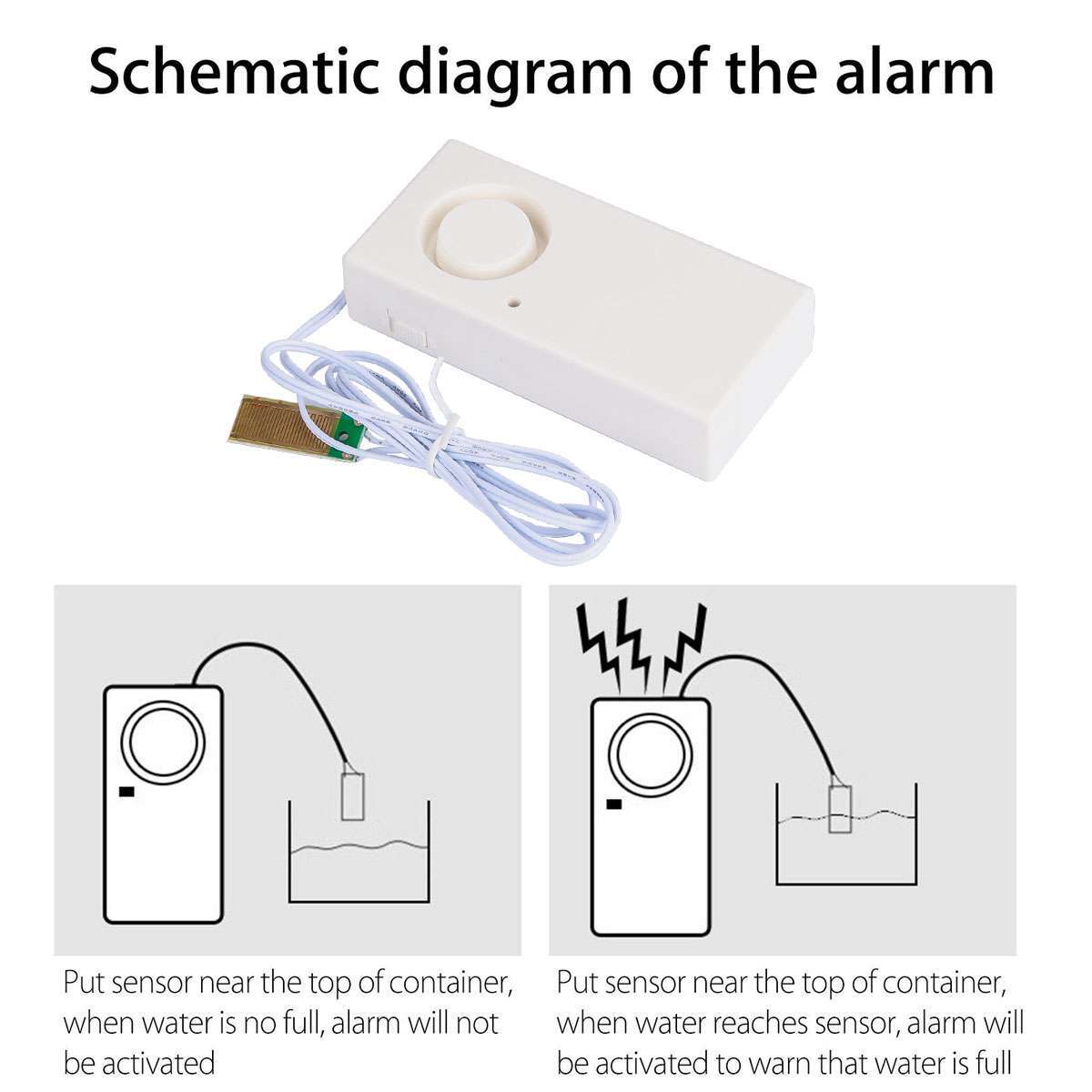 Automatic WaterLeak Detector 90/120dB WaterSensor Alarm Flood Alert for Basement