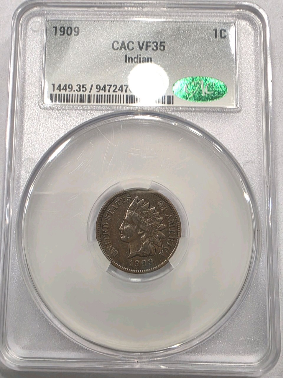 1909 Indian Head Penny CAC VF-35, Double Die Obverse (FS-101).