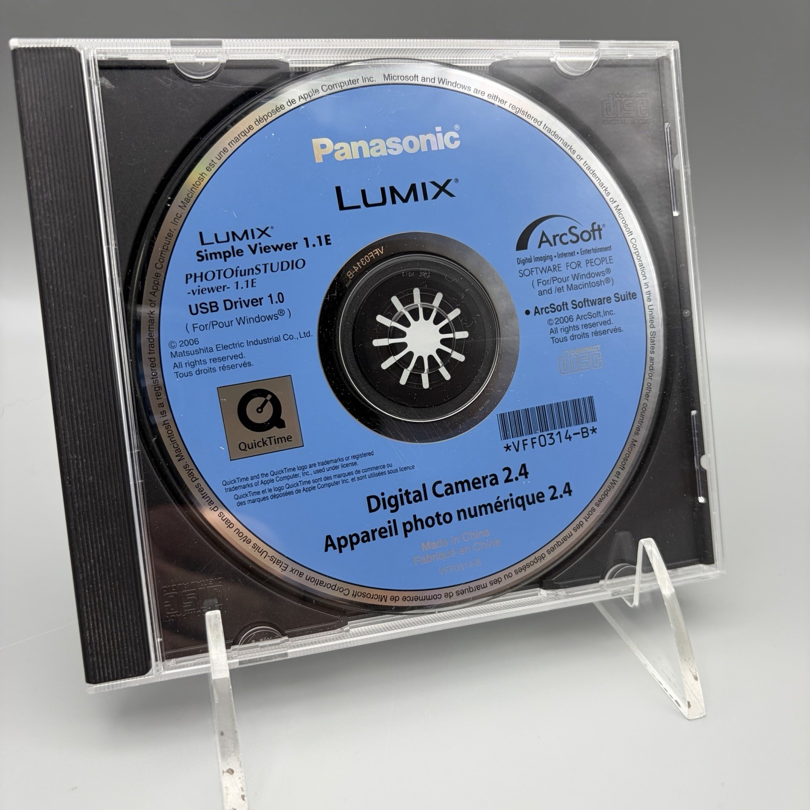 2006 Panasonic Lumix Digital Camera 2.4 Photo CD Software ArcSoft Windows & Mac