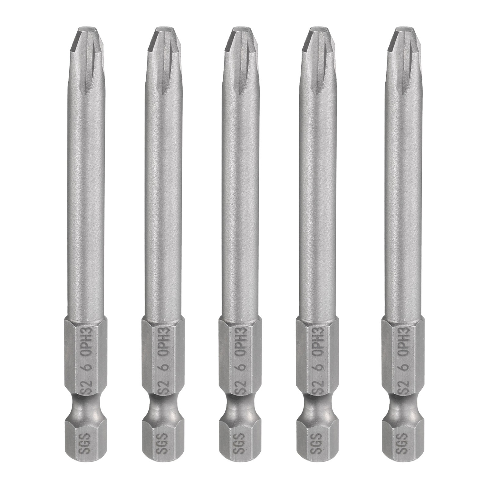 5 Pcs #3 Phillips Screwdriver Bit 1/4" Hex Shank 75mm Long 6mm Rod for Repairing