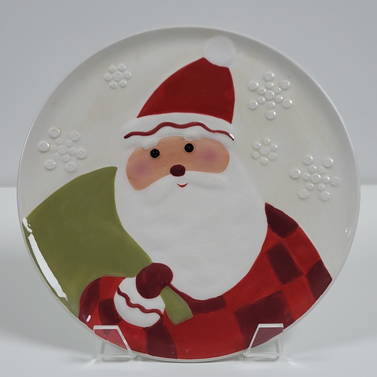 HMK LIC Serving Plate ~ Embossed Santa and Snowflakes ~ 10.5"