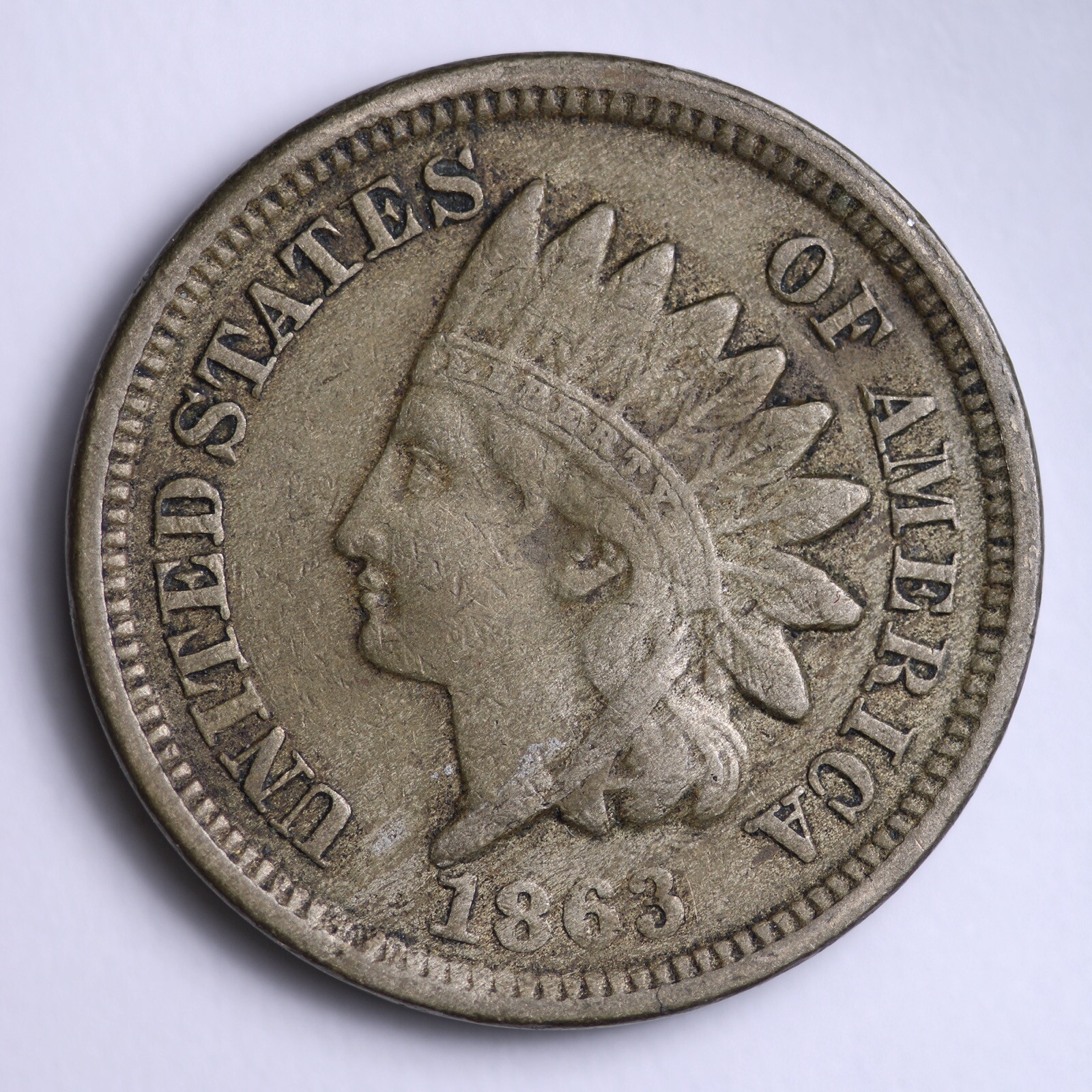 1863 Indian Head Cent Penny CN VF B002 ING