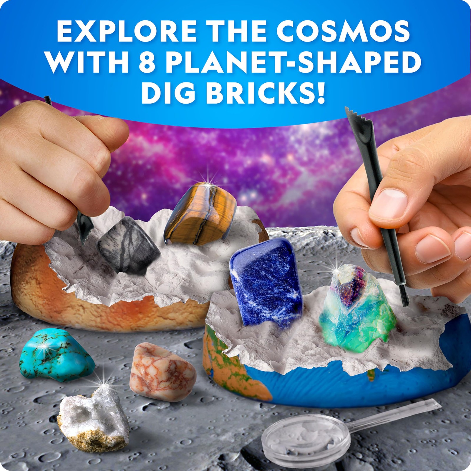 National Geographic Ultimate Space Gemstone Dig Kit – 8 Planet-Shaped Bricks ...