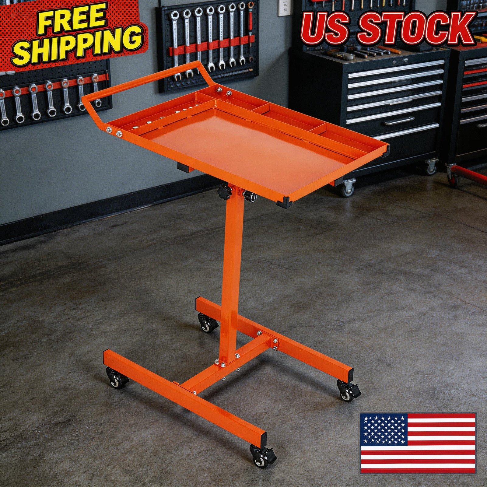 Wheels, Heavy Duty Mobile Tool Table AdjustabLE Steel Portable with Workbench