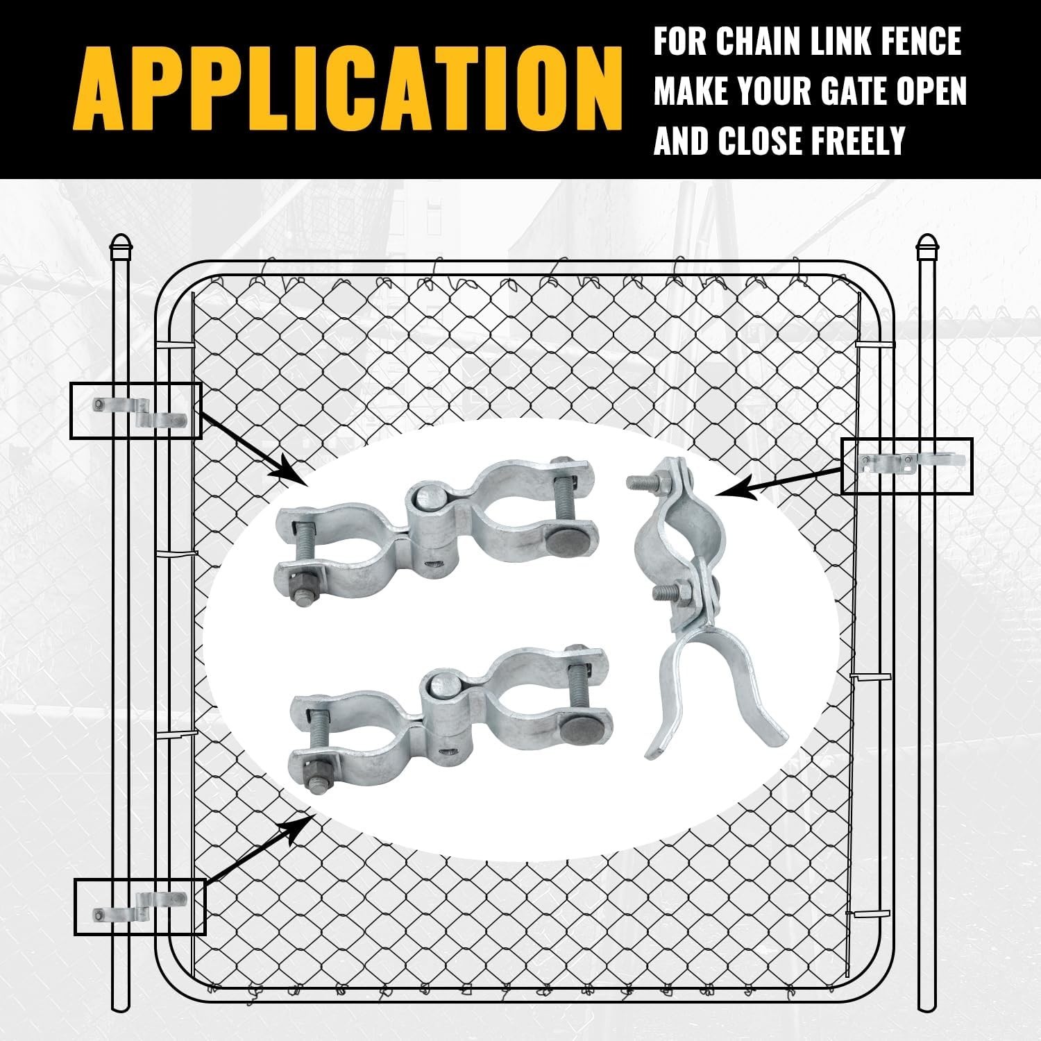 VIVIDA 1-3/8 Chain Link Gate Hinge Kit, Include Male & Female Gate Hinge, 1-...