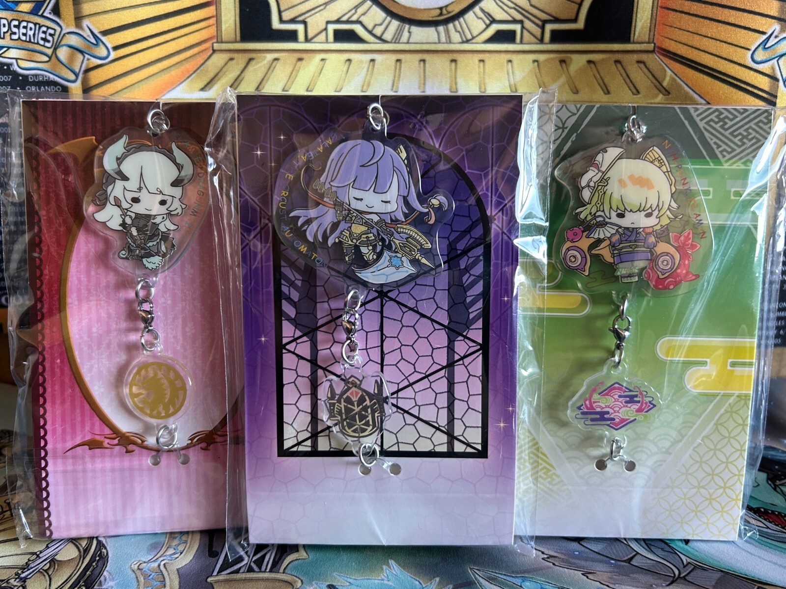 Yugioh Quarter Century Trinity Box Keychains Complete Set Ships from USA