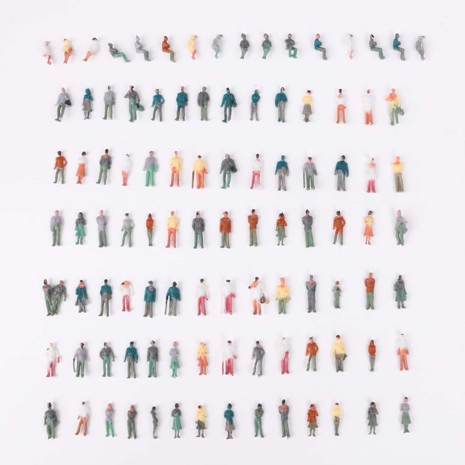 100PCS 1/100 Painted Figures Tiny People Model Painted Figures People Figure Lay