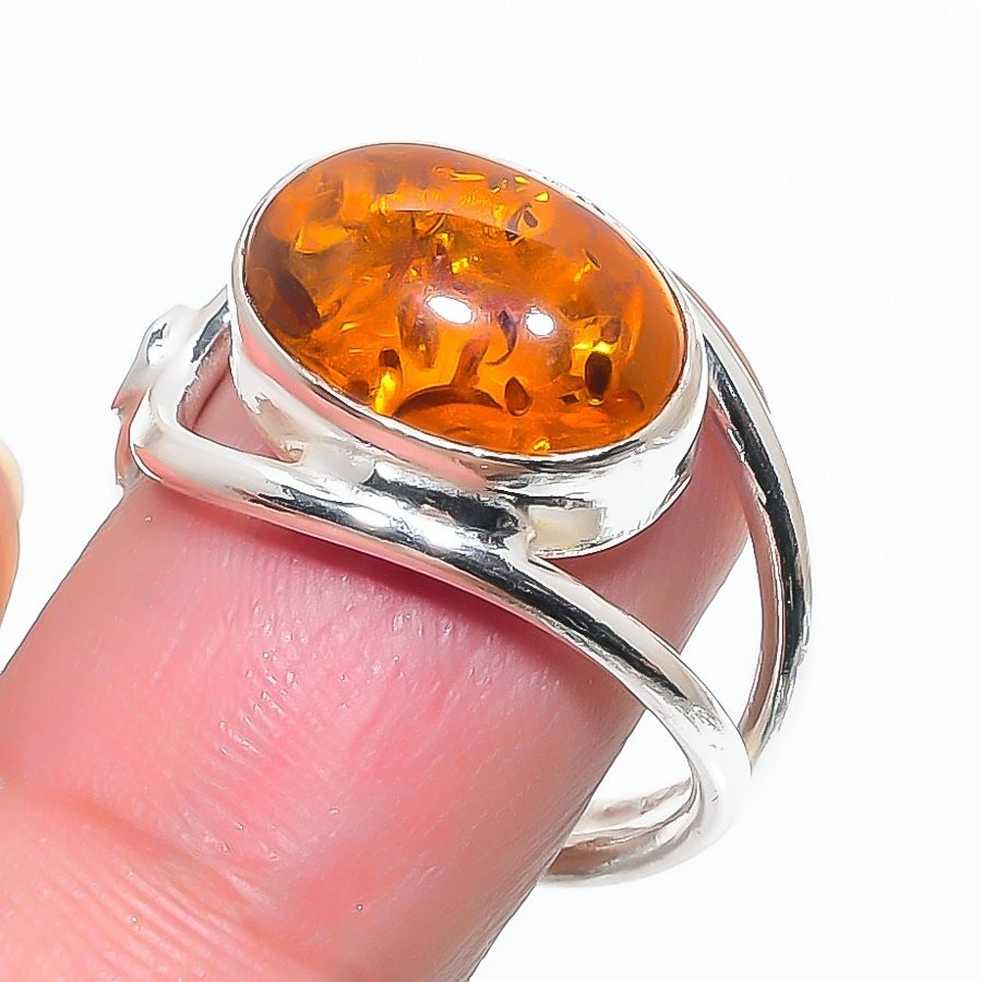Baltic Amber Gemstone 925 Sterling Silver Jewelry All Size Ring For Gift