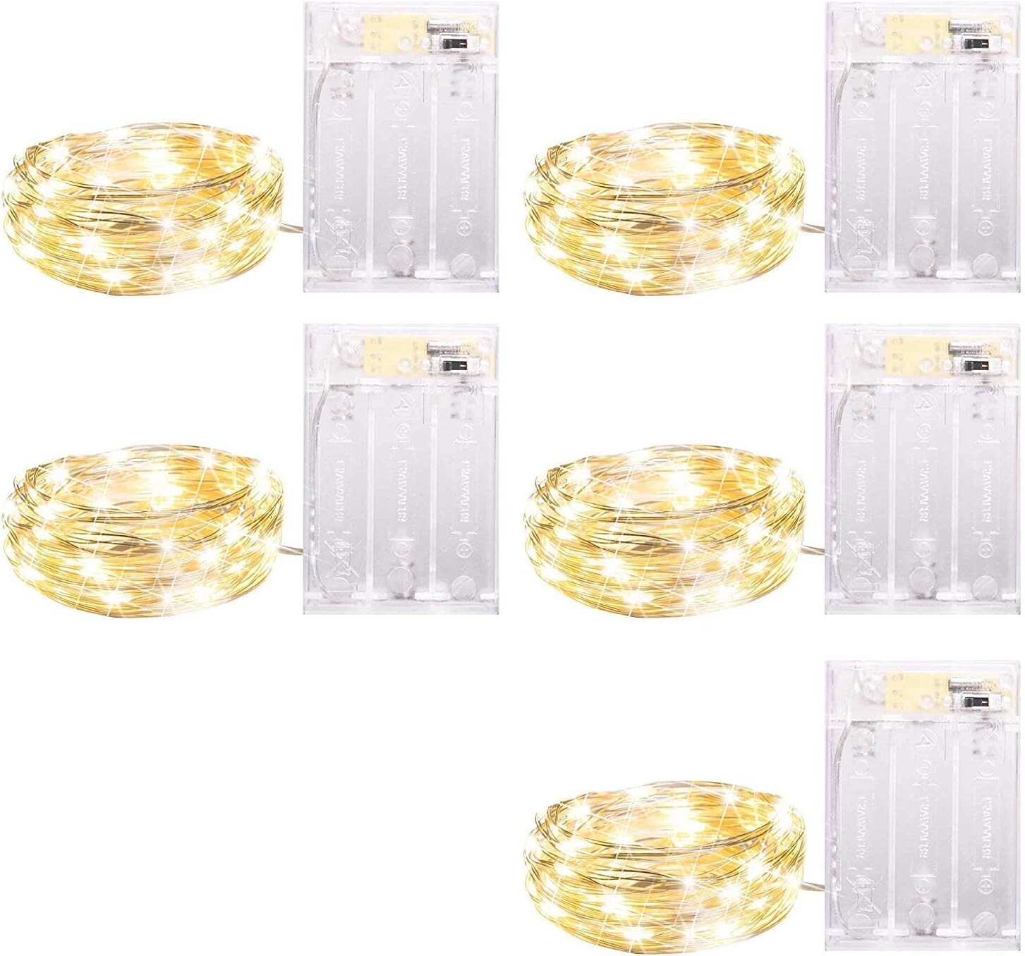 5 Pack Fairy Lights Battery Operated, 7 Feet 20 Led String Lights with Timer