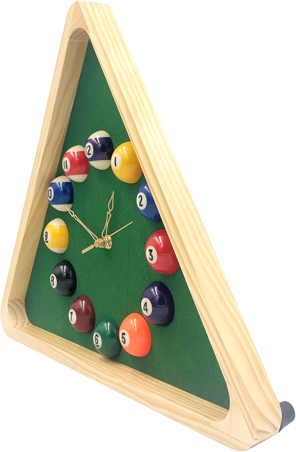 Billiards Pool Ball Clock - 14Inch Triangle Pool Table Cool Wall Clock with Soli