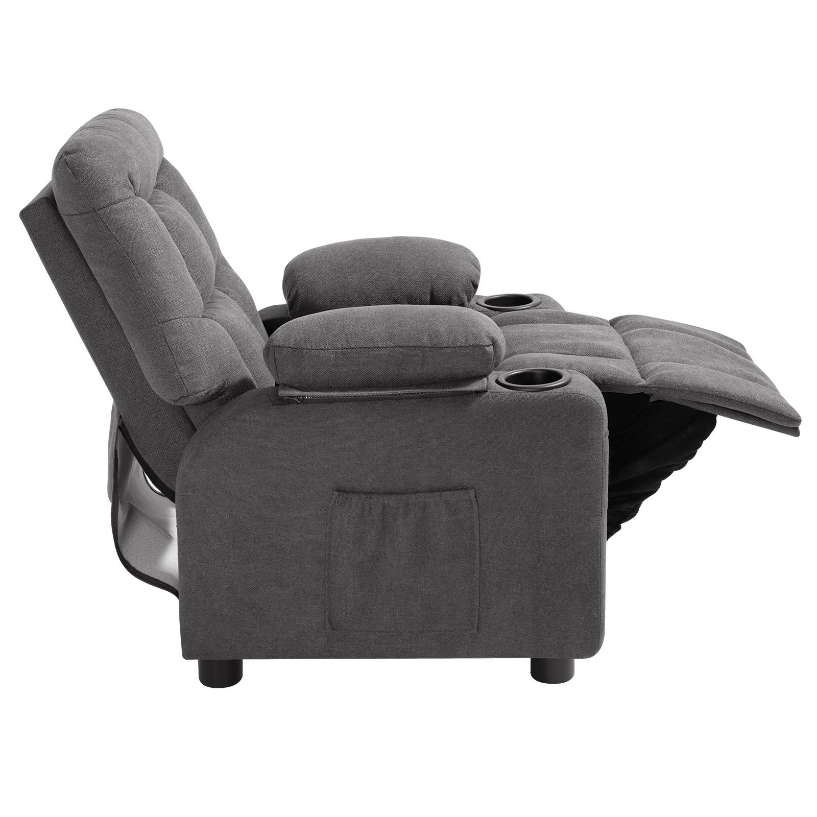 Kids Recliner Chair Adjustable Toddler Sofa with Cup Holder Gray